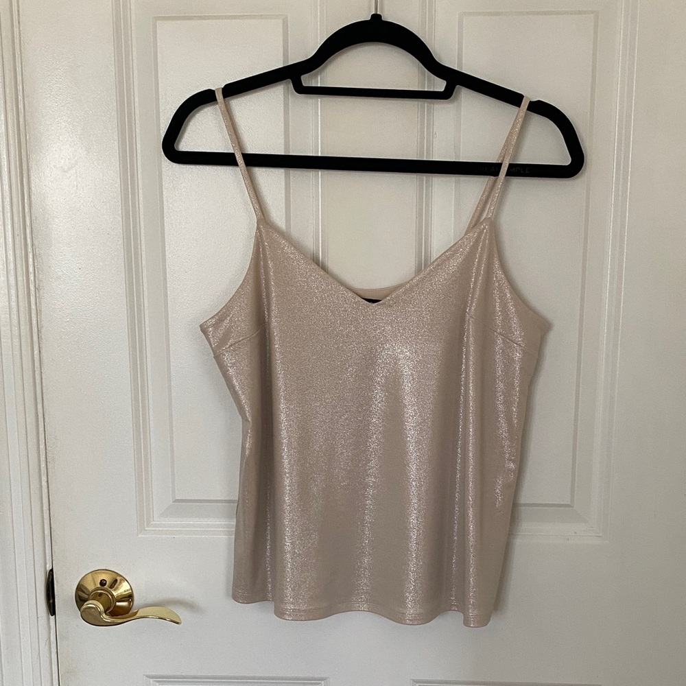 Express Women's Cream Color Shimmer Tank EUC Size S/P